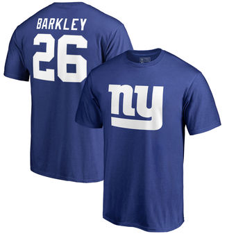 New York Giants 26 Saquon Barkley Pro Line by Fanatics Branded Royal Icon Name & Number T-Shirt