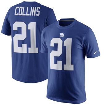 New York Giants 21 Landon Collins Royal Player Pride Name & Number T-Shirt