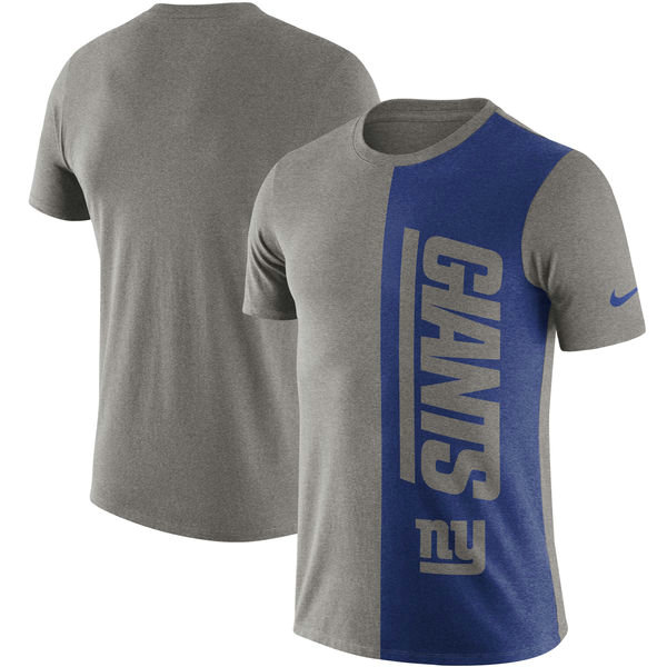 New York Giants Coin Flip Tri-Blend T-Shirt - Heathered GrayRoyal