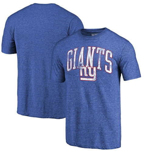 New York Giants Royal Wide Arch Tri-Blend Pro Line by T-Shirt