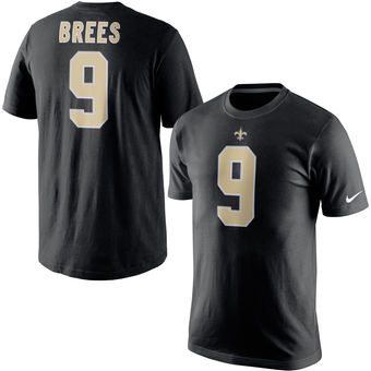 New Orleans Saints 9 Drew Brees Player Pride Name & Number T-Shirt - Black