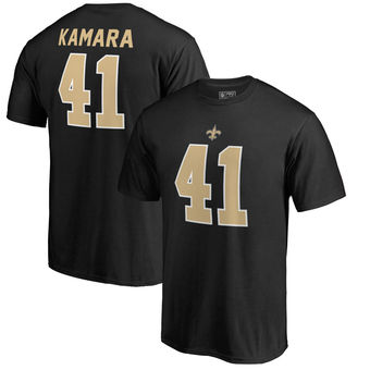 New Orleans Saints 41 Alvin Kamara Pro Line by Fanatics Branded Black Authentic Stack Name & Number