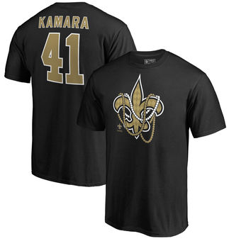 New Orleans Saints 41 Alvin Kamara Pro Line by Fanatics Branded Black Mardi Gras Name & Number T-Shi