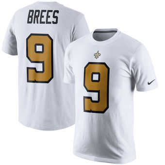 New Orleans Saints 9 Drew Brees White Color Rush Player Pride Name & Number T-Shirt