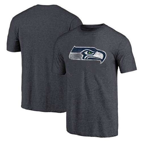 Seattle Seahawks Navy Throwback Logo Tri-Blend Pro Line by T-Shirt
