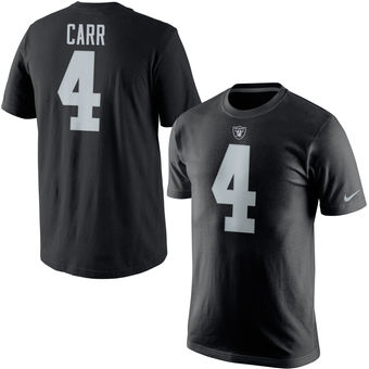 Oakland Raiders 4 Derek Carr Player Pride Name & Number T-Shirt - Black
