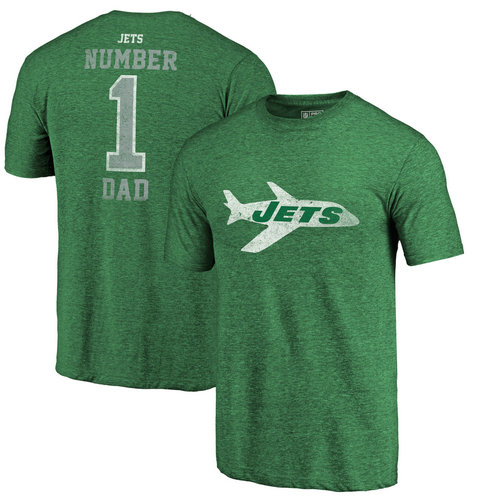 New York Jets Green Greatest Dad Retro Tri-Blend Pro Line by Fanatics Branded T-Shirt