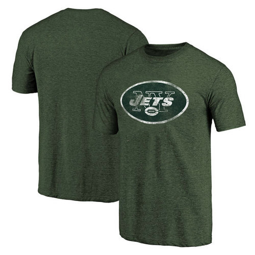 New York Jets Green Throwback Logo Tri-Blend Pro Line T-Shirt