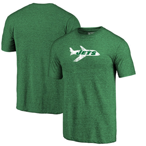 New York Jets Green Throwback Logo Tri-Blend Pro Line by T-Shirt