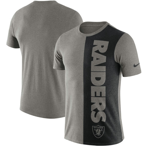 Oakland Raiders Coin Flip Tri-Blend T-Shirt - Heathered GrayBlack