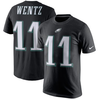 Philadelphia Eagles 11 Carson Wentz Black Player Pride Name & Number T-Shirt