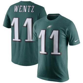Philadelphia Eagles 11 Carson Wentz Green Player Pride Name & Number T-Shirt