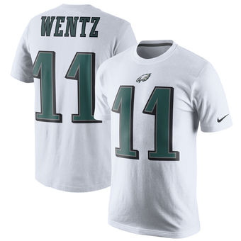 Philadelphia Eagles 11 Carson Wentz White Player Pride Name & Number T-Shirt