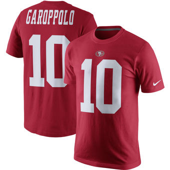 San Francisco 49ers 10 Jimmy Garoppolo Scarlet Player Pride Name & Number T-Shirt - Click Image to Close