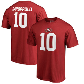 San Francisco 49ers 10 Jimmy Garoppolo Pro Line by Fanatics Branded Red Authentic Stack Name & Numbe - Click Image to Close
