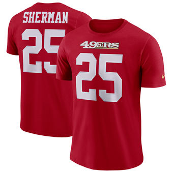 San Francisco 49ers 25 Richard Sherman Scarlet Dri-FIT Player Pride 3.0 Name & Number T-Shirt