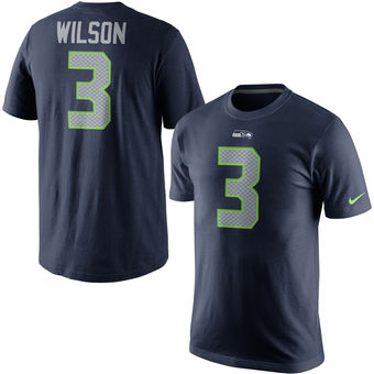 Seattle Seahawks 3 Russell Wilson College Navy Player Pride Name & Number T-Shirt