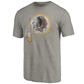 Washington Redskins Pro Line Heathered Gray Distressed Primary Logo Tri-Blend T-Shirt