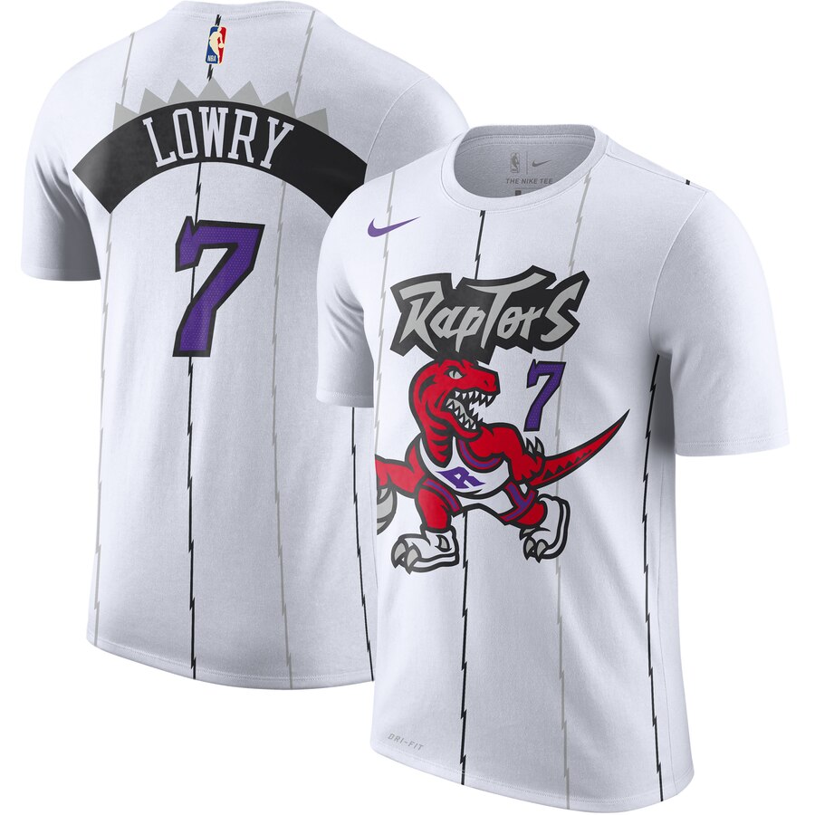Toronto Raptors #7 Kyle Lowry Nike Hardwood Classic Name & Number T-Shirt White - Click Image to Close