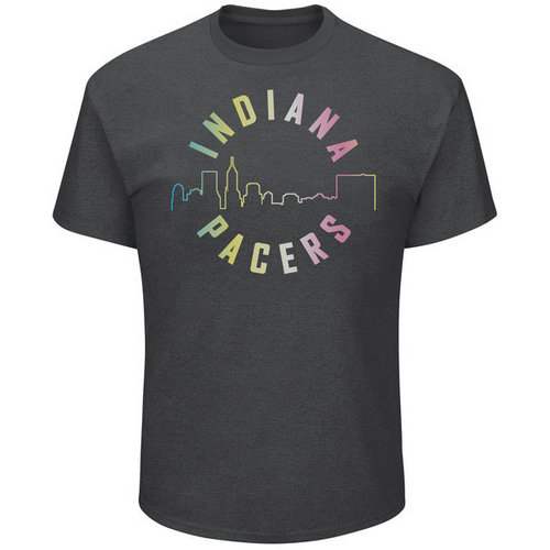 Indiana Pacers Majestic Heather Charcoal Tek Patch Color Reflective Skyline T-Shirt - Click Image to Close