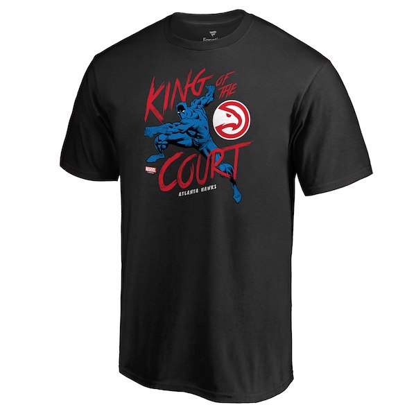 Atlanta Hawks Fanatics Branded Black Marvel Black Panther King of the Court T-Shirt