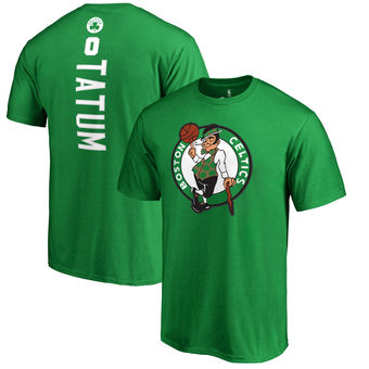 Boston Celtics 0 Jayson Tatum Fanatics Branded Kelly Green Backer Name & Number T-Shirt