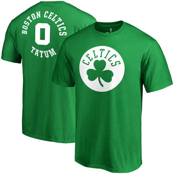 Boston Celtics 0 Jayson Tatum Fanatics Branded Kelly Green Round About Name & Number T-Shirt