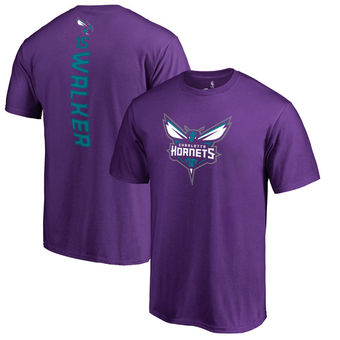Charlotte Hornets 15 Kemba Walker Purple Backer Name & Number T-Shirt
