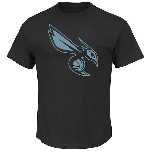 Charlotte Hornets Majestic Black Tek Patch Reflective T-Shirt
