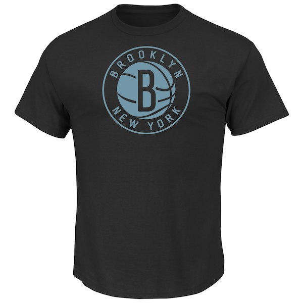 Brooklyn Nets Majestic Black Reflective Tek Patch T-Shirt