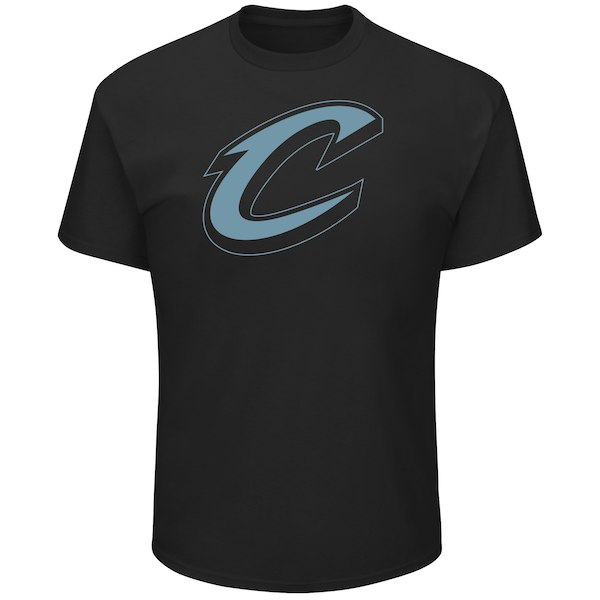 Cleveland Cavaliers Majestic Black Tek Patch Reflective T-Shirt - Click Image to Close