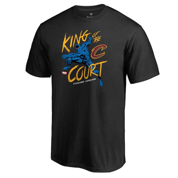 Cleveland Cavaliers Fanatics Branded Black Marvel Black Panther King of the Court T-Shirt