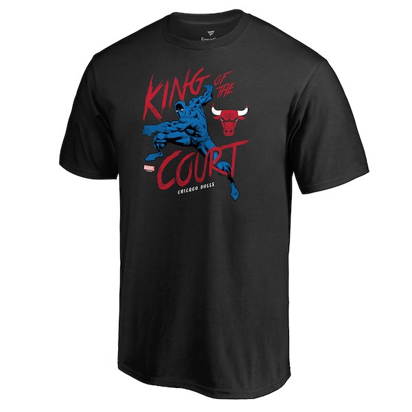 Chicago Bulls Fanatics Branded Black Marvel Black Panther King of the Court T-Shirt