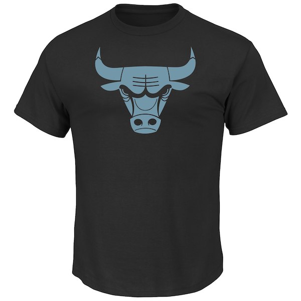 Chicago Bulls Majestic Black Tek Patch Reflective T-Shirt