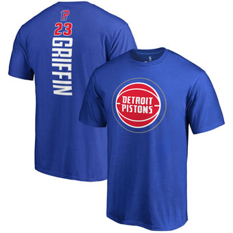 Detroit Pistons 23 Blake Griffin Fanatics Branded Blue Team Backer Name & Number T-Shirt