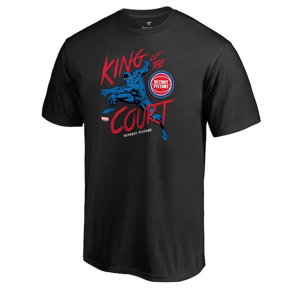 Detroit Pistons Fanatics Branded Black Marvel Black Panther King of the Court T-Shirt