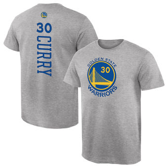 Golden State Warriors 30 Stephen Curry Fanatics Branded Gray Backer Name & Number T-Shirt