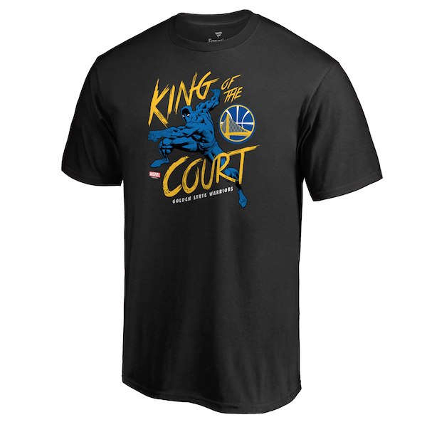 Golden State Warriors Fanatics Branded Black Marvel Black Panther King of the Court T-Shirt