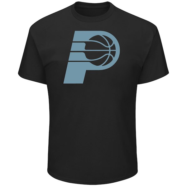 Indiana Pacers Majestic Black Tek Patch Reflective T-Shirt - Click Image to Close