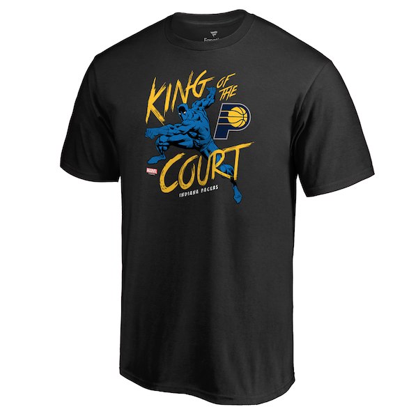 Indiana Pacers Fanatics Branded Black Marvel Black Panther King of the Court T-Shirt