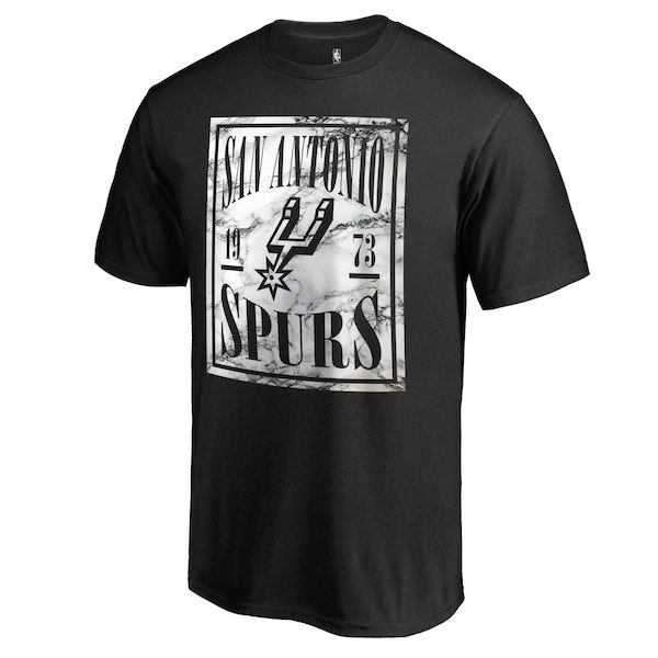 San Antonio Spurs Fanatics Branded Black Court Vision Marble T-Shirt