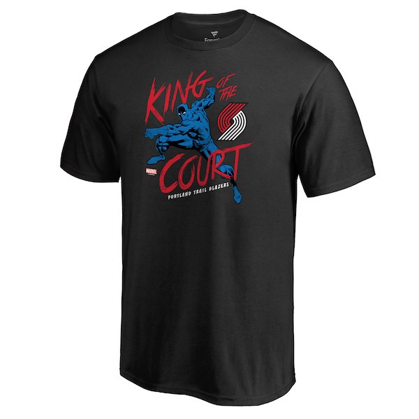 Portland Trail Blazers Fanatics Branded Black Marvel Black Panther King of the Court T-Shirt