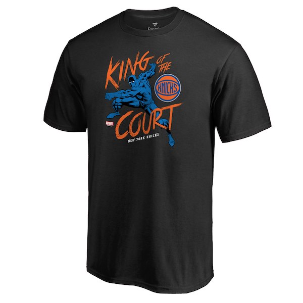 New York Knicks Fanatics Branded Black Marvel Black Panther King of the Court T-Shirt