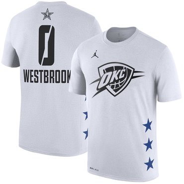 Oklahoma City Thunder 0 Russell Westbrook Jordan Brand 2019 NBA All-Star Game Name & Number T-Shirt