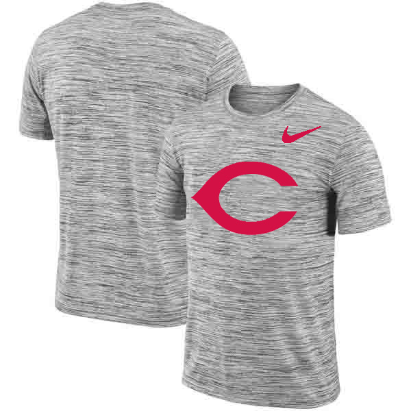 Cincinnati Reds Nike Heathered Black Sideline Legend Velocity Travel Performance T-Shirt - Click Image to Close