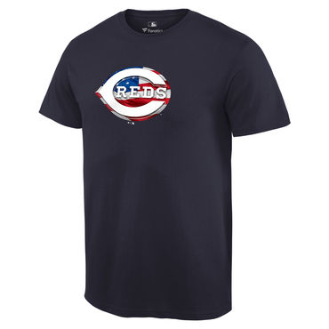 Cincinnati Reds Navy Banner Wave T Shirt - Click Image to Close