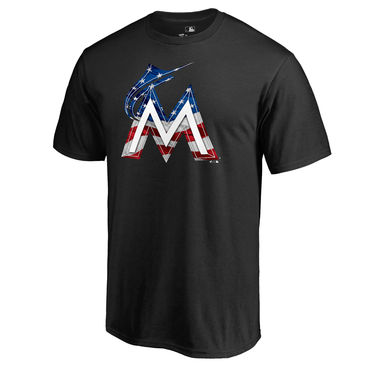 Miami Marlins Black Banner Wave II T Shirt - Click Image to Close