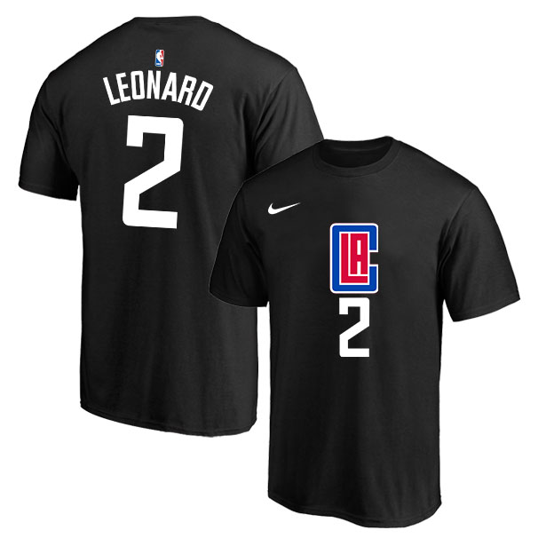 Los Angeles Clippers 2 Kawhi Leonard Black Nike T-Shirt - Click Image to Close