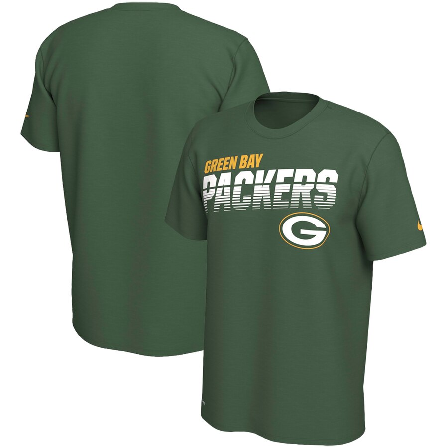 Green Bay Packers Sideline Line of Scrimmage Legend Performance T Shirt Green - Click Image to Close