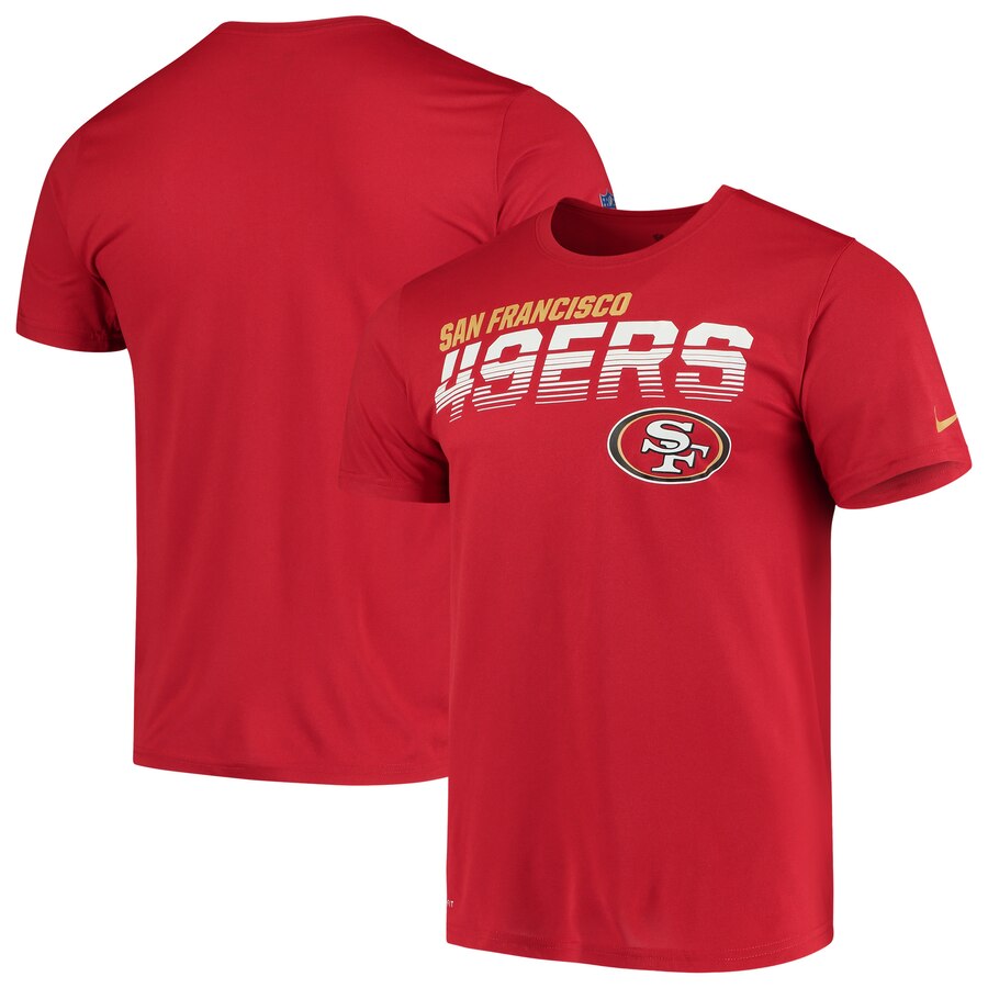 San Francisco 49ers Sideline Line of Scrimmage Legend Performance T Shirt Scarlet - Click Image to Close